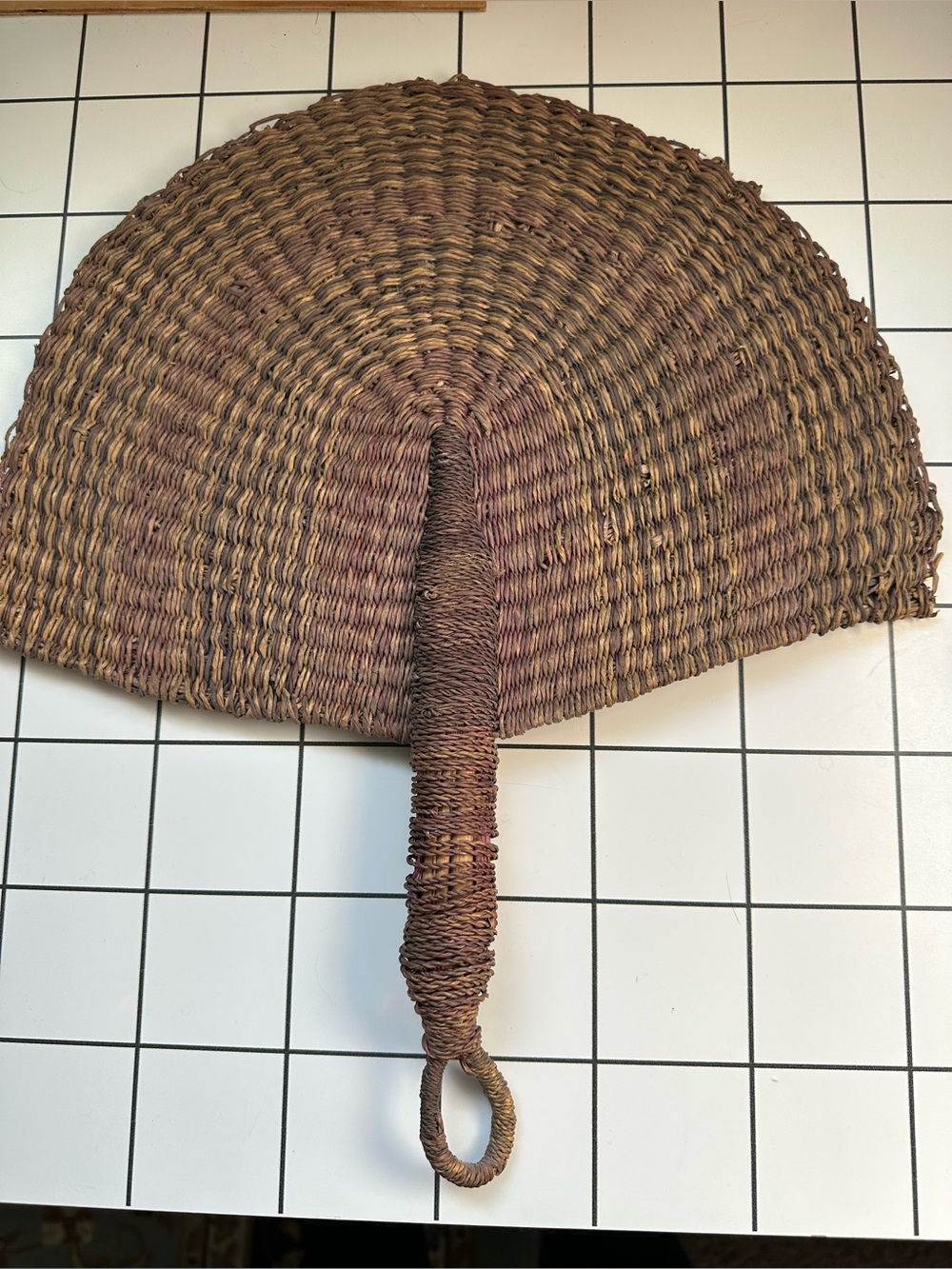 African Hand Woven Hand Fan Brown ~15 Vintage Handmade Tribal Wall Decor Boho